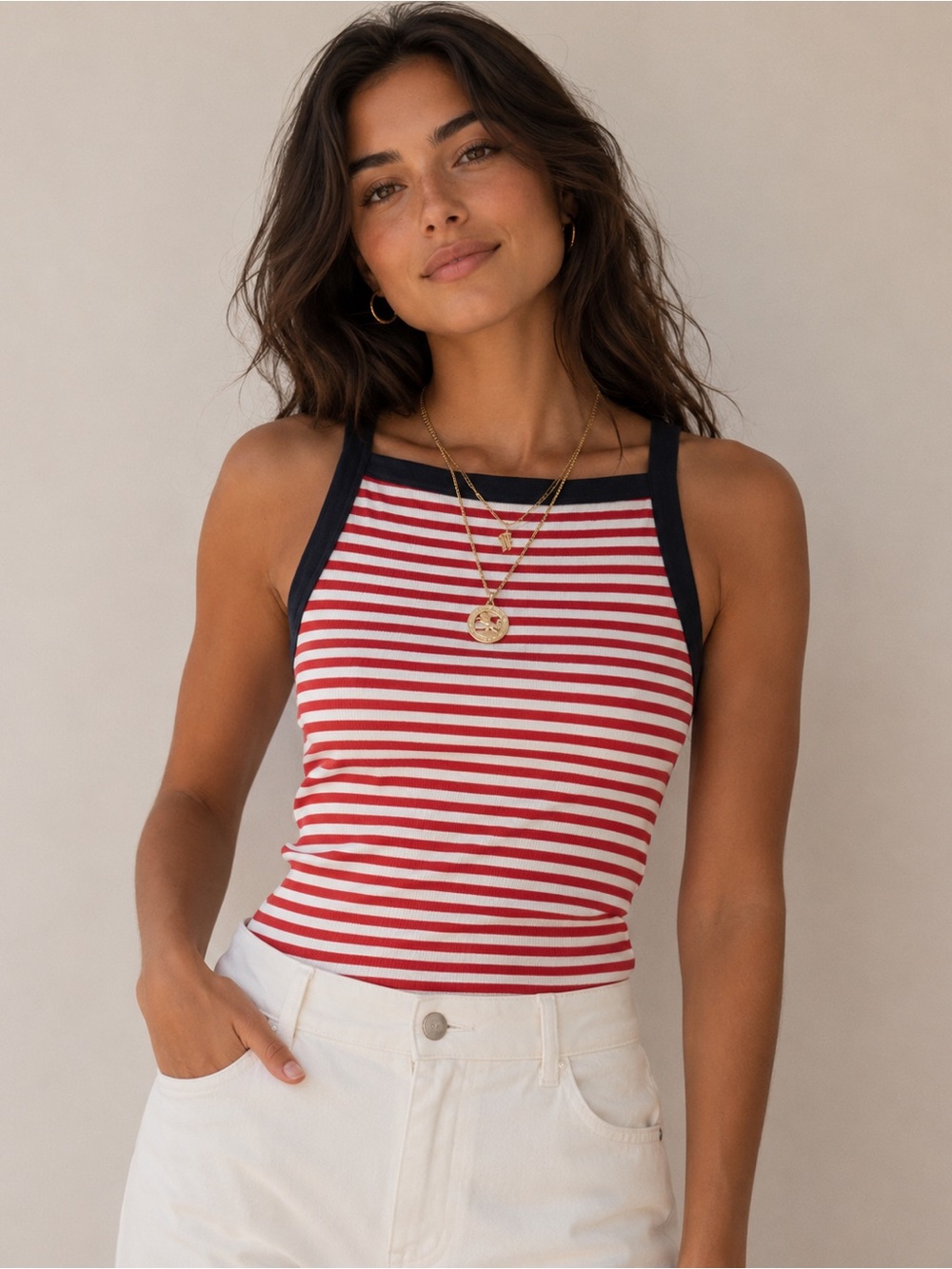 DÔEN Andrea Tank in Rouge Nantucket Stripe | L - Picture 12 of 12